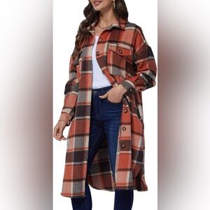 SHEIN Orange Plaid Utility Jacket